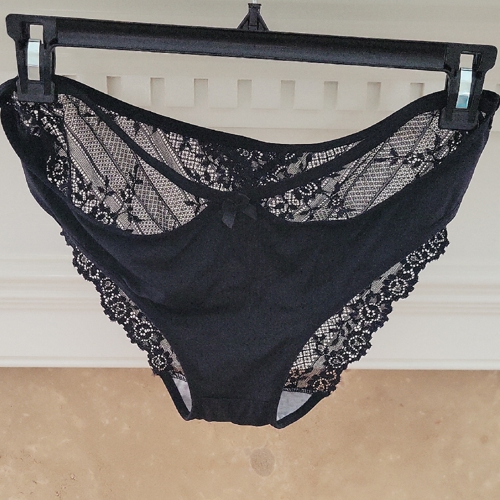 SHEIN Black Lace Trim Panties